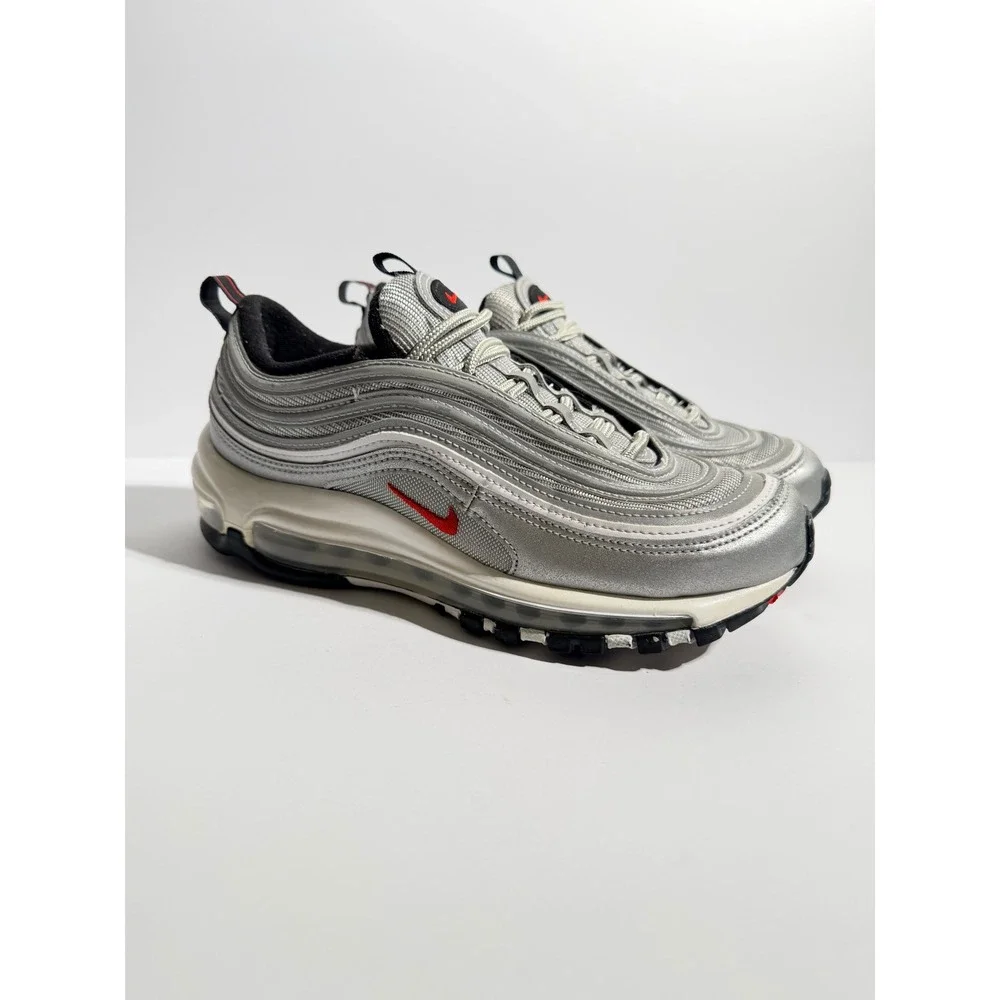 Nike Air Max 97 Silver Bullet Womens Size 7 Metallic Silver Red DQ9131-002 - Picture 4 of 7
